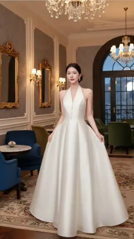 Đầm Tapta cổ yếm trắng nút bọc,  đi chơi, đi tiệc, đi ăn cưới sang chảnh #thoitrangnu #tiepthilienket #vaythietke #xuhuong #xuhuongtiktok 