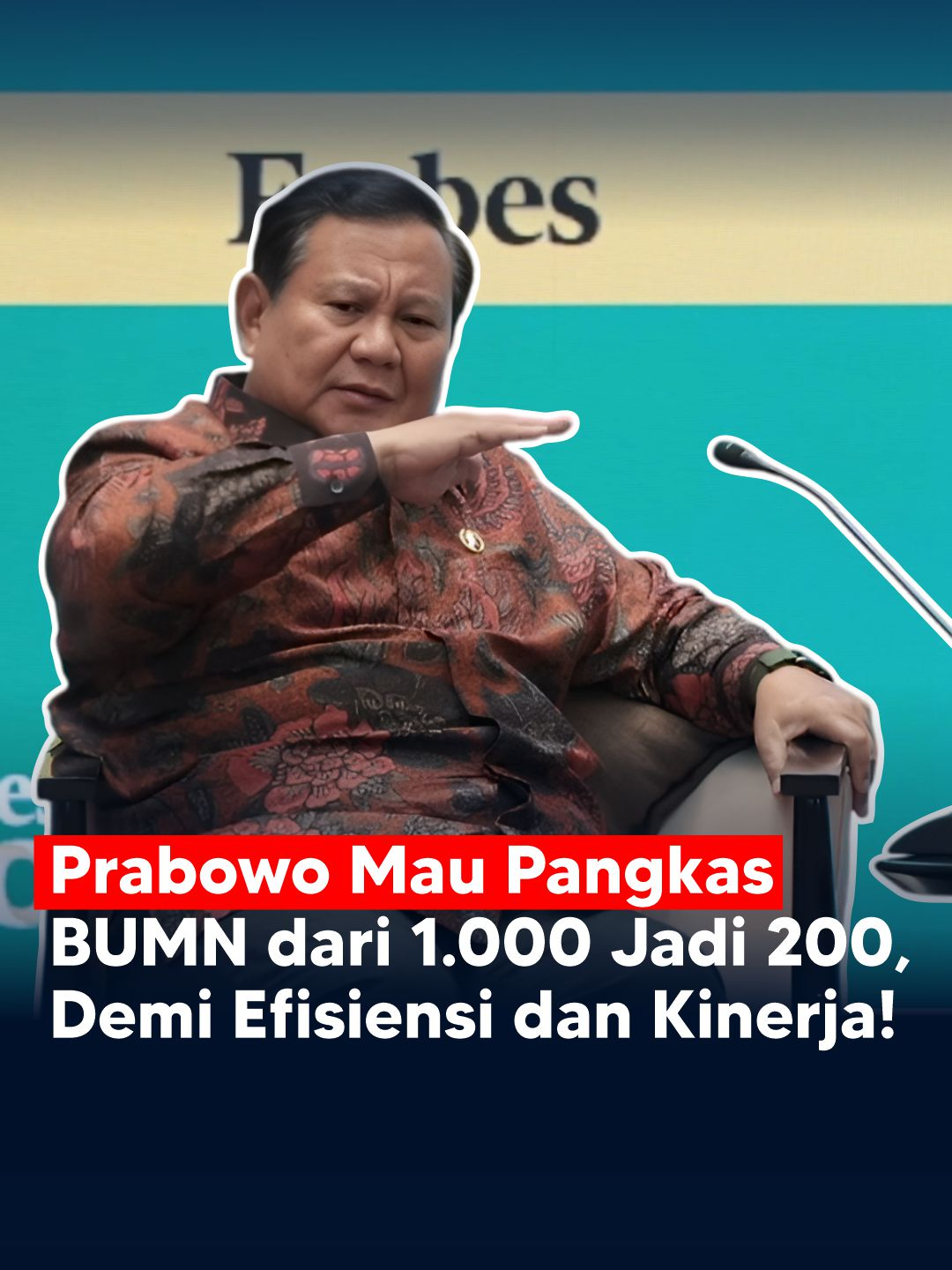 “1.000 BUMN itu terlalu banyak. Kita harus rasionalisasi — mungkin jadi 200 saja. Yang penting efisien dan bertaraf internasional.” — Presiden Prabowo Subianto Langkah ini jadi bagian dari reformasi ekonomi nasional yang disampaikan Prabowo dalam Forbes Global CEO Conference 2025. Tujuannya jelas: ✅ BUMN lebih fokus dan profesional ✅ Kinerja meningkat ✅ Dikelola dengan standar global Prabowo juga menegaskan: “Cari otak terbaik, talenta terbaik untuk menjalankan BUMN.” #PrabowoSubianto #ReformasiBUMN #Danantara #ForbesGlobalCEOConference #EkonomiIndonesia #IndonesiaMaju