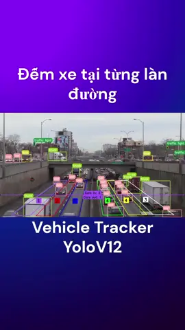 Bài dự thi KHKT - Đếm xe tại từng làn đường YoloV12 #ai #python #computervision #programming  #machinelearning 