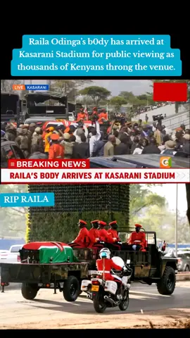 Raila Odinga’s b0dy has arrived at Kasarani Stadium for public viewing as thousands of Kenyans throng the venue. #railaodinga #death #kasaranistadium #rip 