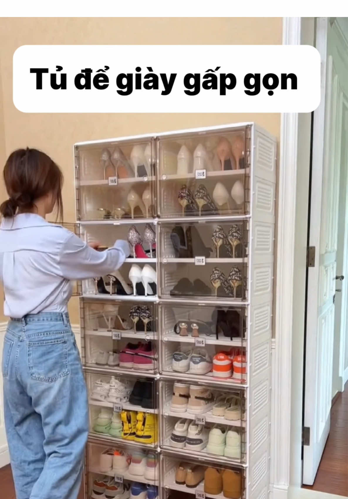 Tủ để giày có thể gấp gọn, chống bụi tốt lại bên nữa ạ #tugiay #tudunggiay #tu #tiktok 