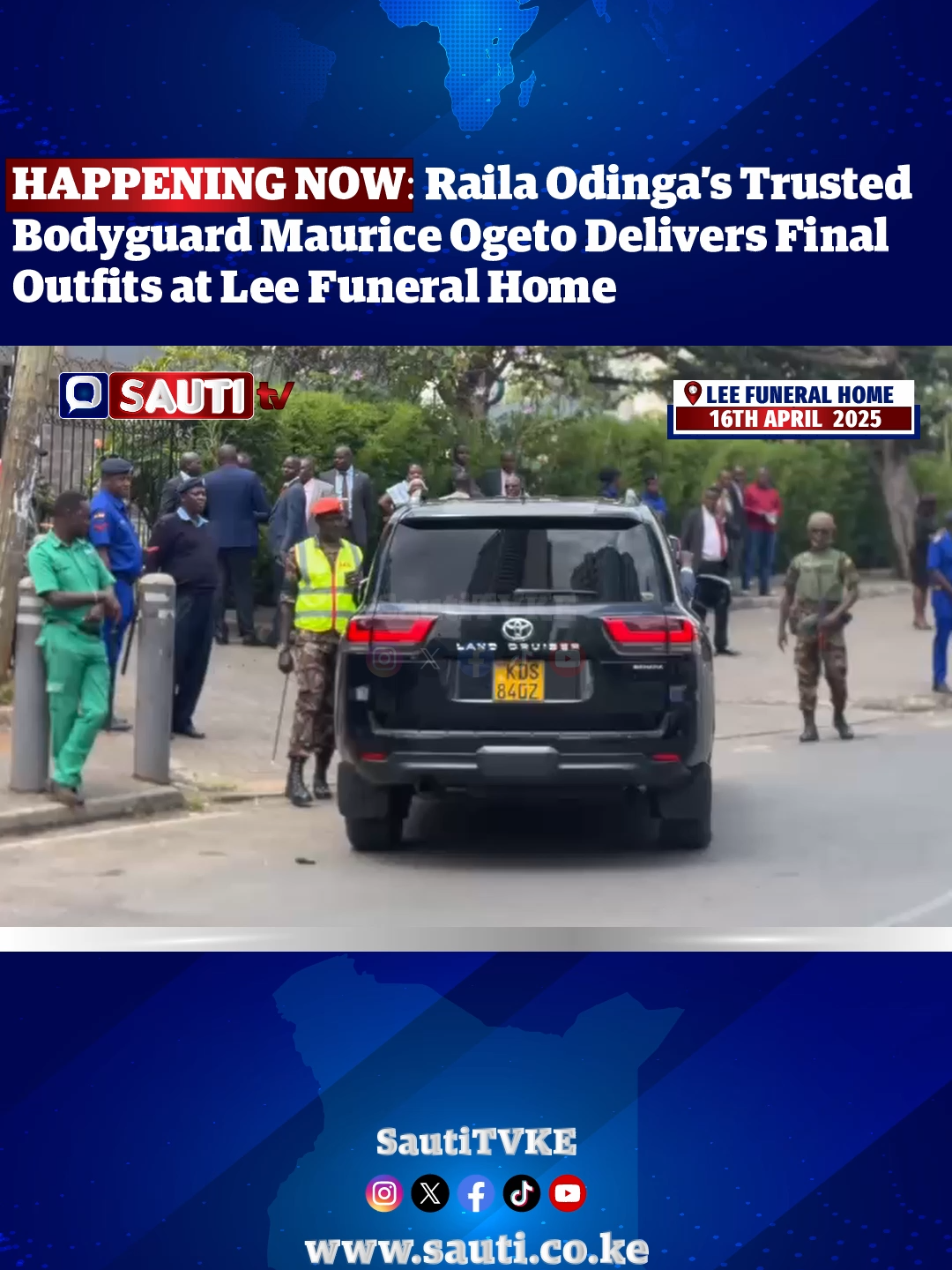 Maurice Ogeto, Raila Odinga’s longtime bodyguard, arrives from India and delivers his late boss’s final outfits at Lee Funeral Home ahead of the planned viewing and memorial preparations.
