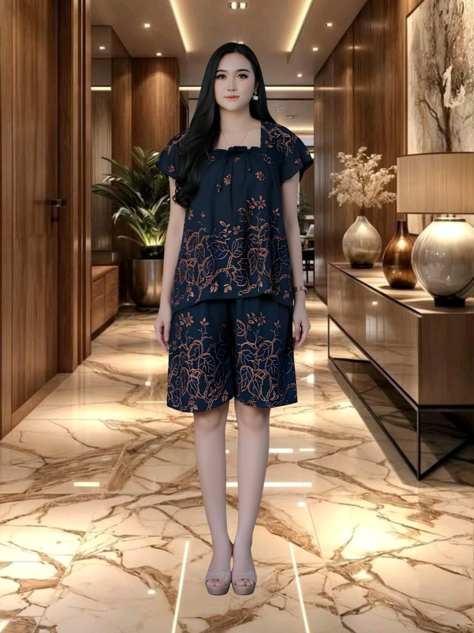 Fuji Setelan Pendek Standar Dan Jumbo Rayon Motif Daun Modern Kekinian Atasan & Celana Kulot #setelanwanita #outfitwanita #bajuwanita #stylewanita #fashionwanita 