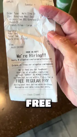 Major freebie alert at WingStop: 50¢ ranch, 60-second survey, free fries. You just hacked lunch for under $1. Don’t say I never put you on. #Deals #SaveMoney #FreeFood #Free #ForYou @Wingstop 