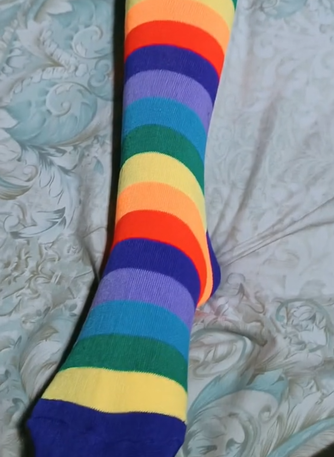 Rainbow socks over the knee  #RainbowSocks #KidsFashion #OOTD #OverTheKneeSocks #KidsSocks 