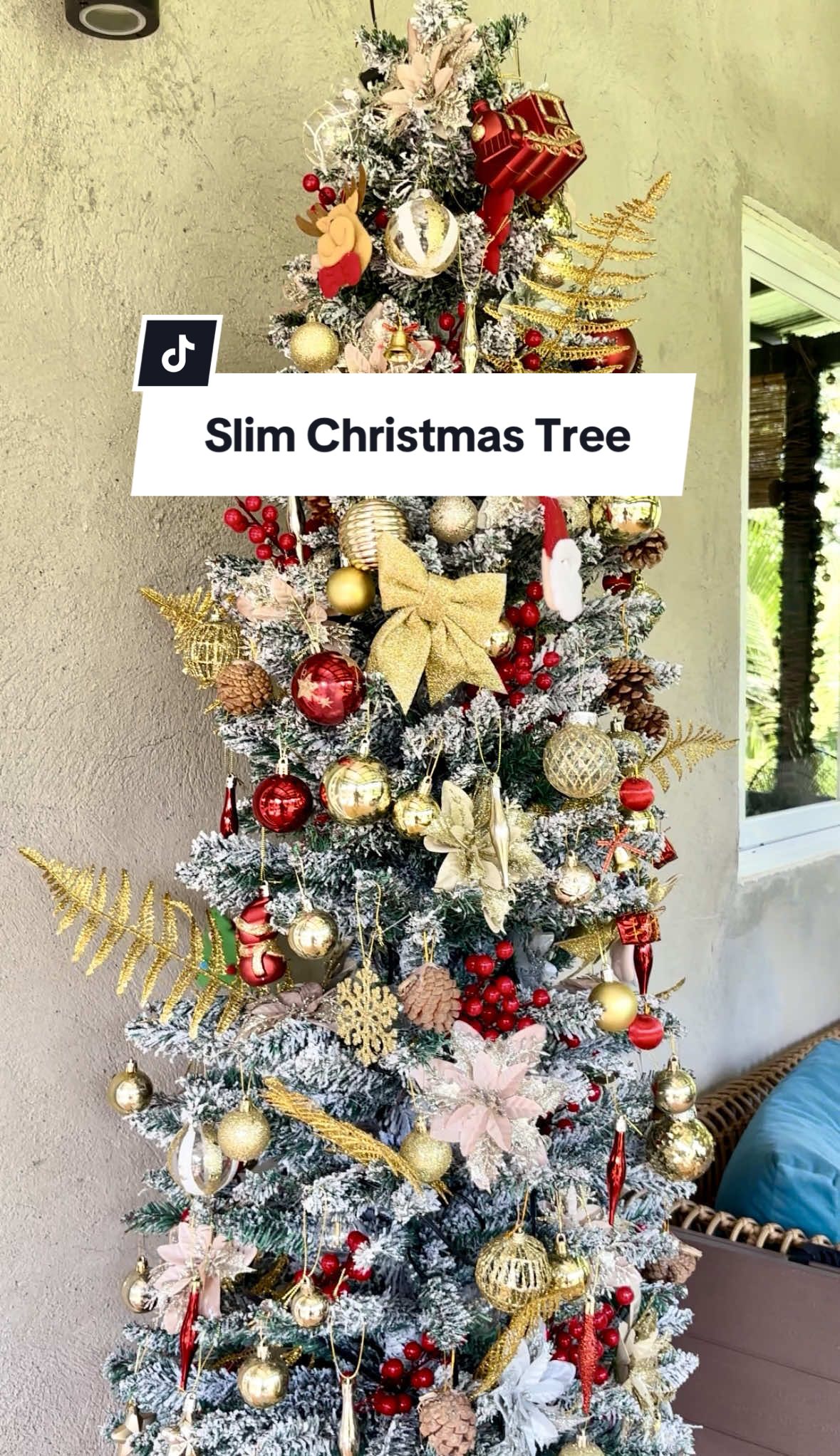 Slim Christmas Tree Decor Xmas Pasko #christmastree #christmas #christmasdecor #xmas #pasko 