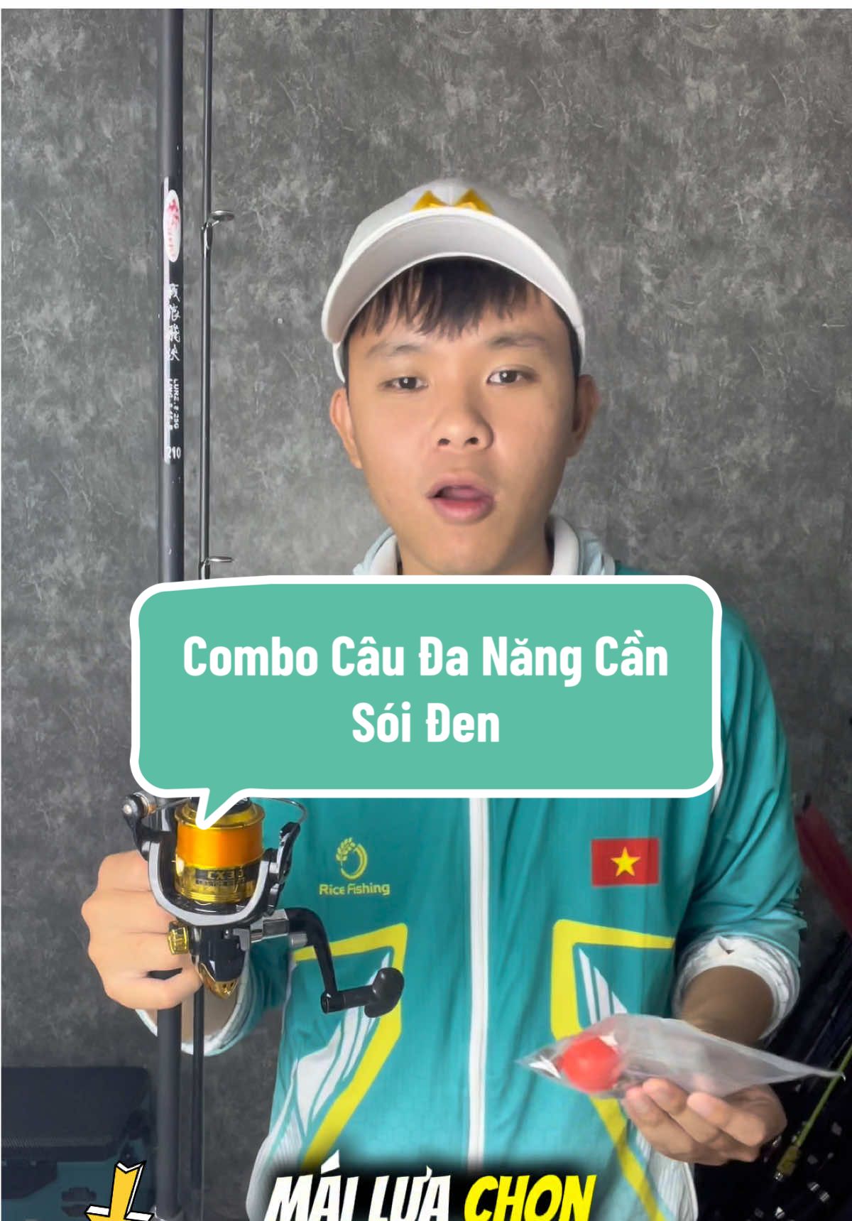 Lên cho anh em Combo  Câu Đa Năng Cần Sói Đen kèm máy câu cx3000 #phukiencauca #cancaulure #docaucagiaitri #caulure 