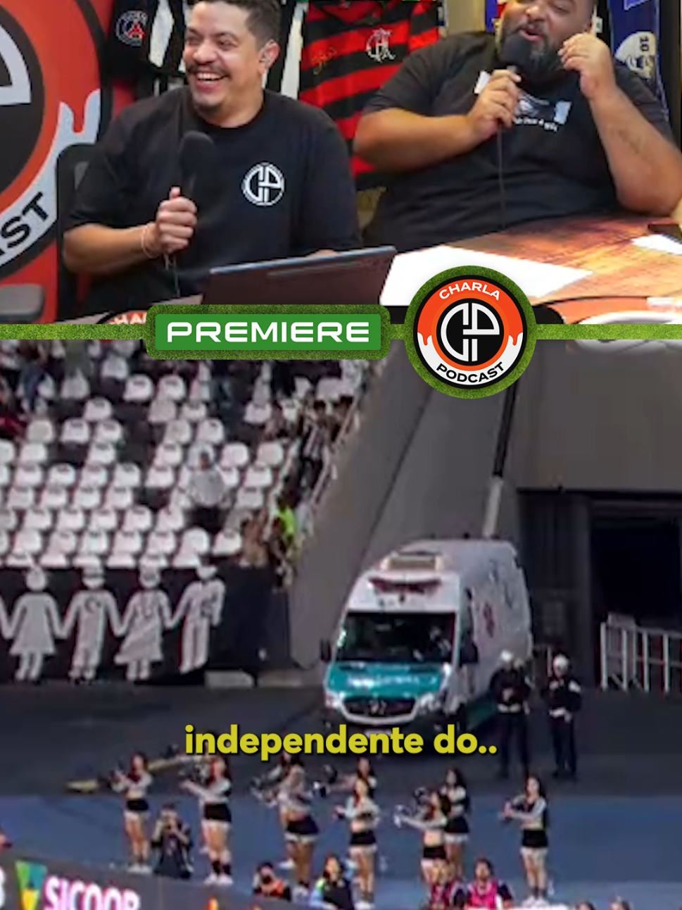 O @obetojunior_ curtiu o profissionalismo das cheerleaders do Botafogo e até entrou no ritmo 😂 📽: @charlapodcast #BrasileiraoNoPremiere