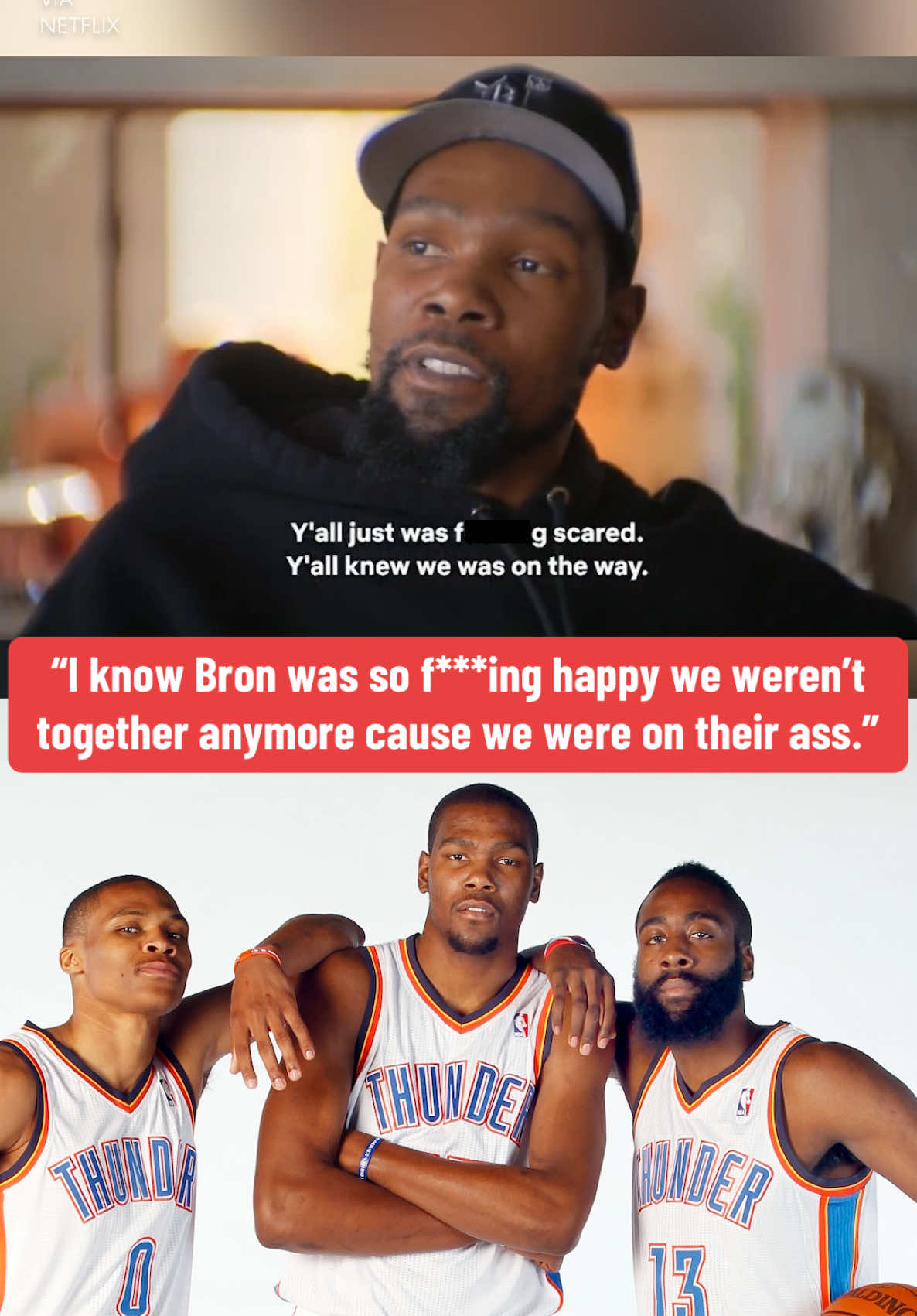 KD says LeBron was happy that James Harden got traded to Houston after they played in the NBA Finals 😳 (🎥: Netflix) #NBA #basketball #nbabasketball #kevindurant #lebronjames 