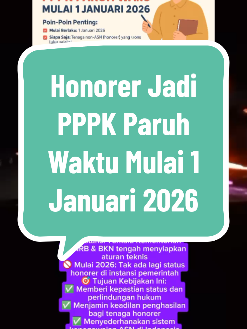 Honorer Jadi PPPK Paruh Waktu mulai 1 Januari 2026 #pppk #pppkparuhwaktu #asn #honorer 