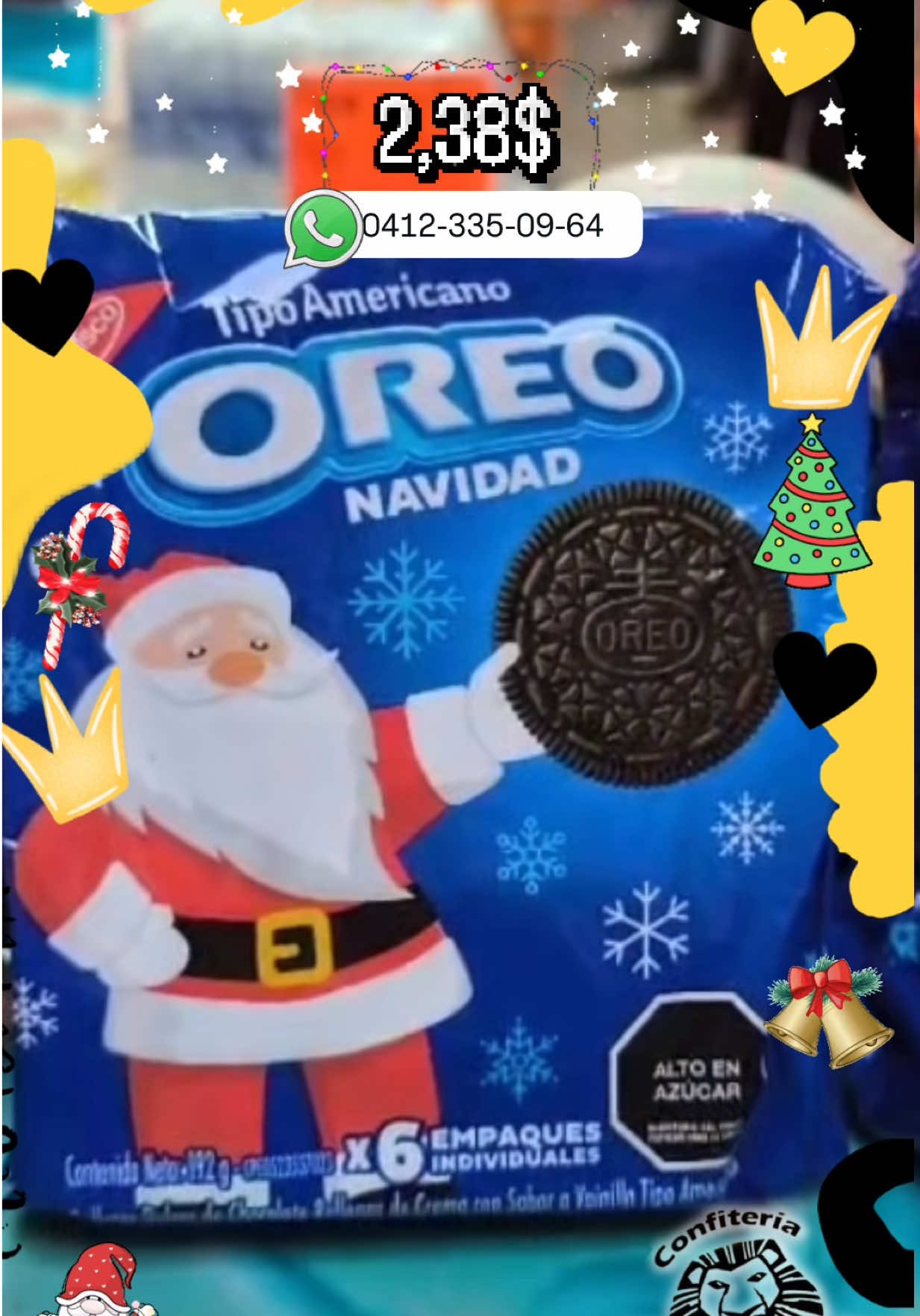 #Galletas #Oreo de #Navidad 6 Paquetes x 2,38$ (Bs Tasa BCV)  📍Cerca de la estación de metro TEATROS, a una cuadra de la alcaldía de Caracas, Edificio Saverio Russo PB ❌NO tenemos sucursales❌ ⏰Lunes a Sábado de 7:30am a 5:00pm 🛵Delivery y Envíos Nacionales  📲Pedidos vía WhatsApp 0412-335-09-64 🚗Tenemos estacionamiento Justo al lado de la tienda para su mayor comodidad 💵💳Métodos de pago Bs a tasa BCV, Biopago, zelle, divisas, Banesco Panama, y aceptamos CASHEA #confiteriareyleon2 #cashealo 