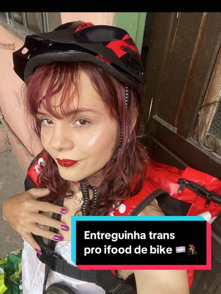 Mulher trans no ifood de bike? Temos 🚴‍♀️🏳️‍⚧️ #fyp #fypシ゚ #bike #ifood #transgirl 