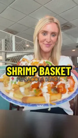 SHRIMP BASKET – PENSACOLA 🦐 — Kicked off Dad’s birthday trip the right way, straight off the plane to 📍 @Shrimp Basket ! — With locations all across Alabama, Florida, and Mississippi, consider this your sign to find the nearest one and treat yourself to an incredible meal. Here’s everything we ordered (and loved) ⬇️  1️⃣ Bushwacker: They have tons of flavors, so pick whatever tickles your fancy. Perfect way to start the meal! Their current special is the Drunkin’ Punkin’ available through the end of October with two more holiday inspired flavors coming soon! 2️⃣ Firecracker Fries: DO. NOT. SKIP these. The boom boom Gulf popcorn shrimp + all the toppings = perfection. 3️⃣ Shrimp Po’ Boy: One of their most popular dishes, and for good reason. Perfectly cooked shrimp and the bread… crunchy but melts in your mouth. 4️⃣ All You Can Eat: Different options every day of the week. If you’ve got an appetite, this one’s for you! 5️⃣ Blackened Redfish: If you're into blackened fish, this dish is a must. The seafood cream sauce is buttery, rich, and ridiculously good. 6️⃣ Key Lime Pie: It’s Florida…. you have to. And yes, it was amazing. — If you spot a Shrimp Basket on your travels, GO. You won’t be disappointed! #ShrimpBasket #floridafoodie #pensacola #pensacolabeach #fyp 