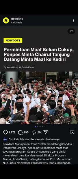 Permintaan Maaf Belum Cukup | Ponpes minta Chairul Tanjung | datang minta maaf ke kediri, Bagaimana menurut Sobat Pralaya? ss & coment Ig : @nowdotsofficial  #trans7 #permintaanmaafbelumcukuponpesmintachairultanjungdatangkekediri #chairultanjung #ponpes #rap 