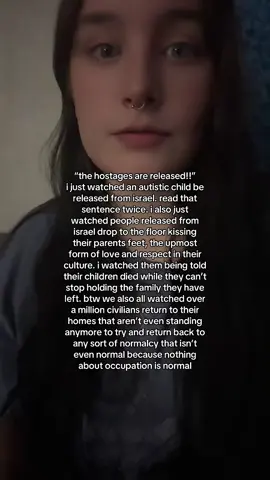 like yay the innocent people returned home but hellooo?? palestinians are still facing mental abuse daily. oh and arrest benjamin!!! #freepalestine 