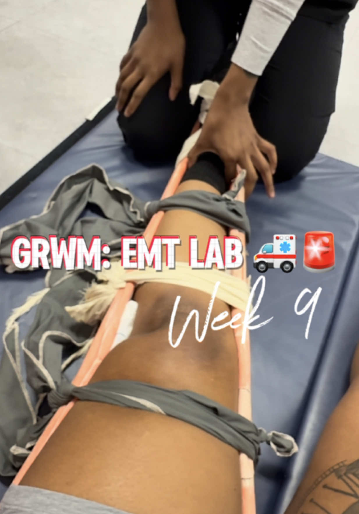 Week 9 of EMT Lab 🚑🚨🩺 • Cardiac Arrest Management AED • Hemorrhage Control • Splinting Skills  #emt #ems #paramedic #student #fyp