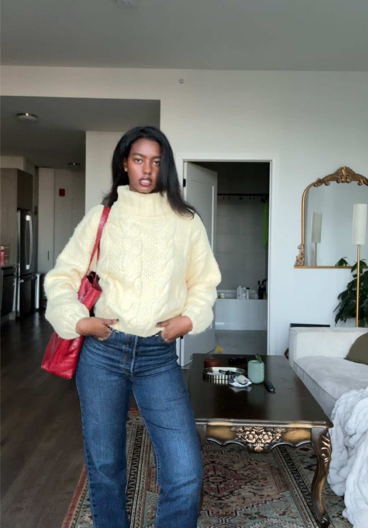 FTL aka Finish the Look! Today I went for fall vibes because finalllyyyy Chicago weather is matching the season (hopefully it won’t in the winter loll) I went for this cute poka dot long sleeve from @asos and paired it with these @Levi’s jeans I got form @Nordstrom and then a big fluffy sweater from @D Y N A M I T E and of course @UGG® to really make the look feel like 🍁 🍂 ☕️  #falloutfitinspo #finishthelook #fallsweaters #chunkysweater #chicagoinfluencer 