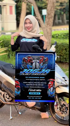 yg mau ikut acaranya tunggu kaknuy disana yaa, yg ketemu jangan lupa fotbarr🥰😝 ,bajunya dari @jogjajustmaticfest buruan co biar kita samaan 🤩🫶🏻 #5tl #5tlgank🚀 #miosporty #mio #4u 