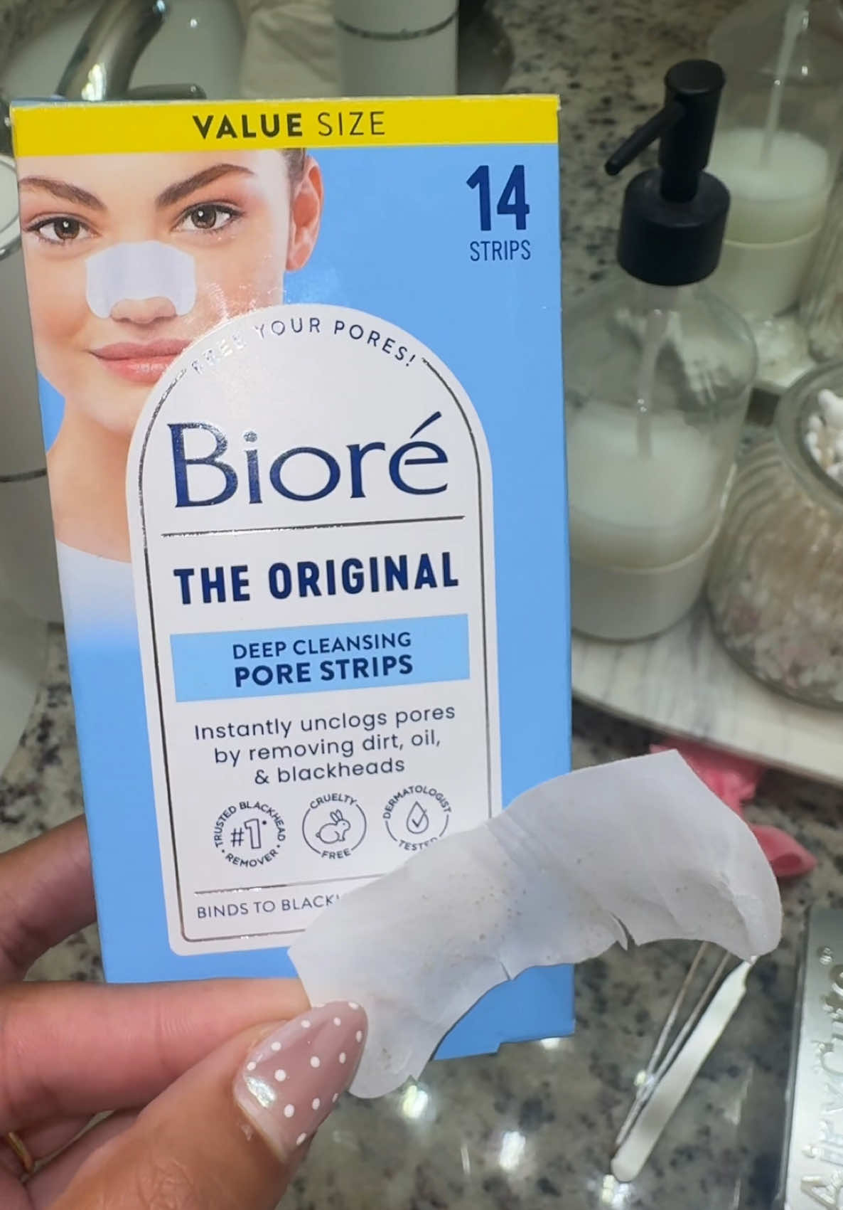 The OG pore strips that never miss 👏 @Biore Skincare pore strips pull all the gunk you didn’t even know was there — and it’s so satisfying every. single. time. #Biore #SkincareThatWorks #cloggedpores #porestrip #skincare 