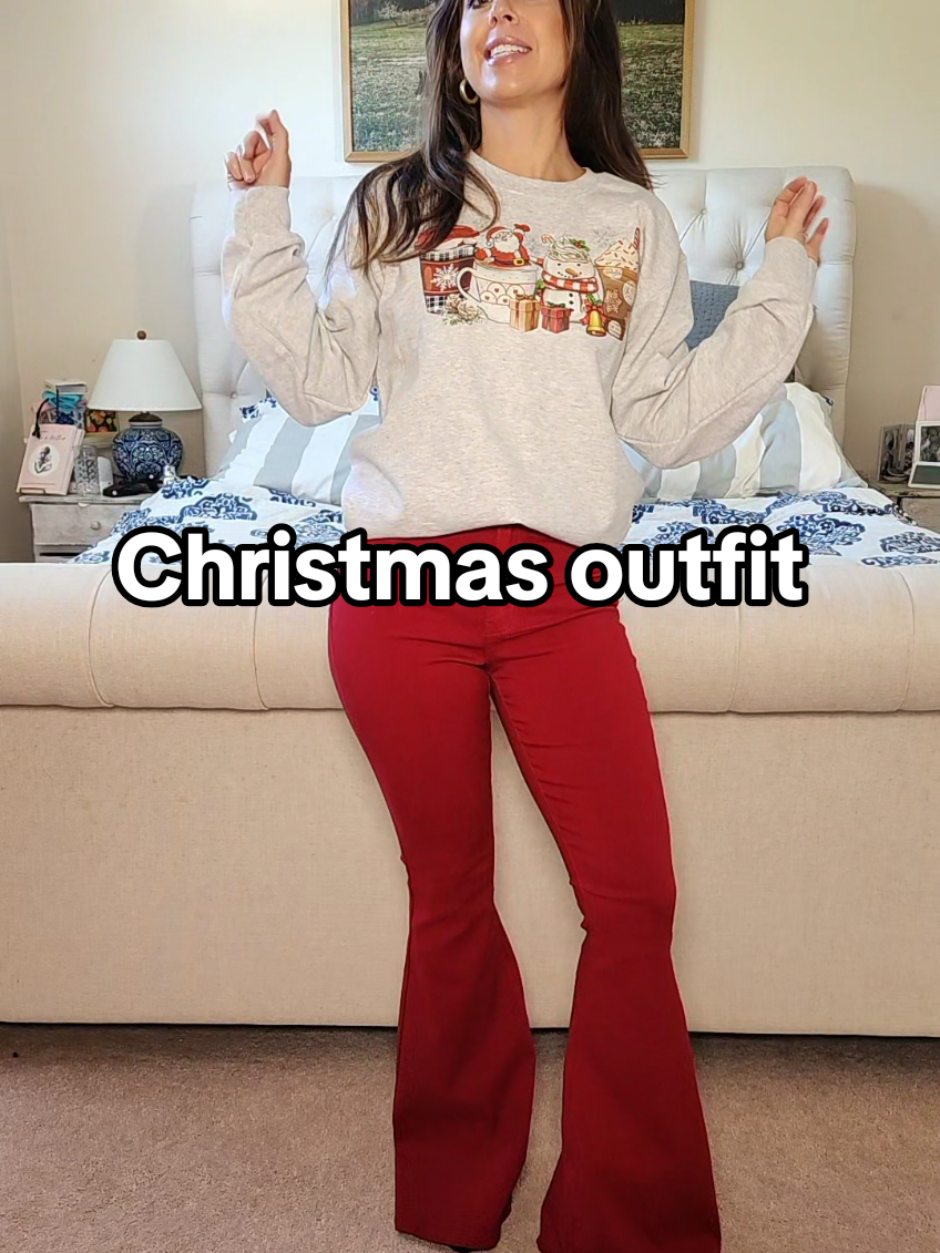 Christmas outfit alert @Willow Boutique  #flatteringpants #christmassweatshirt #willowboutique 