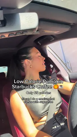 My go to low calorie pumpkin Starbucks order! It’s simple but it’s so tasty and only 65 calories. 🎃☕️ How to order: Medium hot coffee (you can do iced if you prefer)  Almond milk  Sugar free vanilla  1 pump pumpkin  What’s your go to Starbucks order? I want to try something new next time!! #lowcalorie #starbucks #lowcal #coffeeorder #coffee