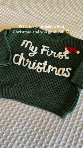 My first Christmas baby sweater 🥹  #baby #firstchristmas #babyfirstchristmas #newmom 