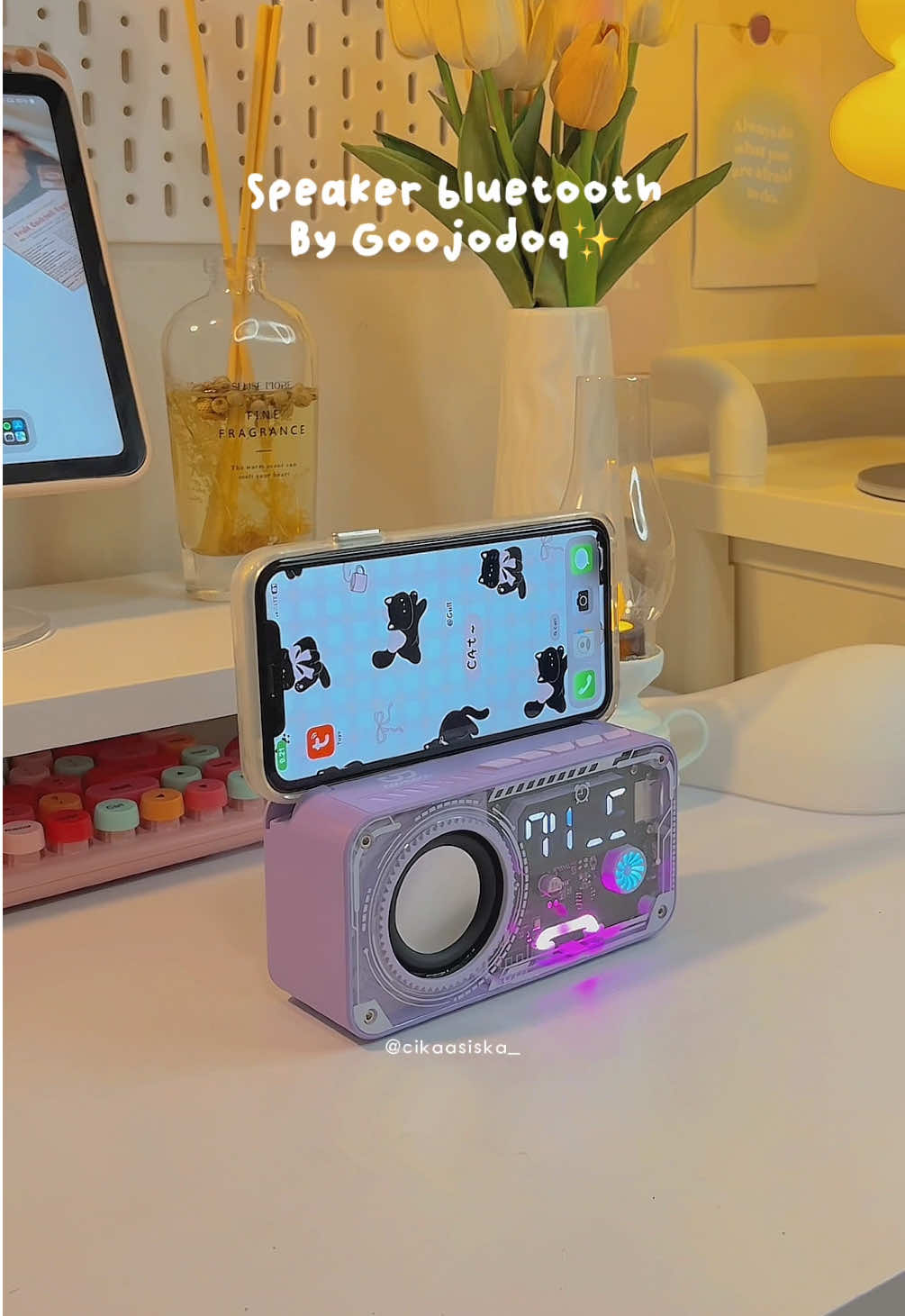 Suaranya mantul ada jamnya dan bisa set alarm juga! #speaker #speakerbluetooth #speakergoojodoq #speakermini #speakerminibluetooth 