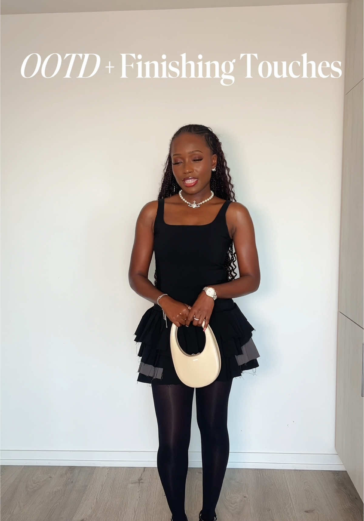 OOTD + Finishing touches #grwmoutfit #blackdress #fallfashioninspo #prettylittlething #outfitinspo 