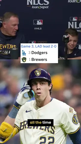Pat Murphy’s 10-year-old son Austin believes in the #Brewers coming back from an 0-2 series deficit against the #Dodgers 😤 #MLB #postseason 