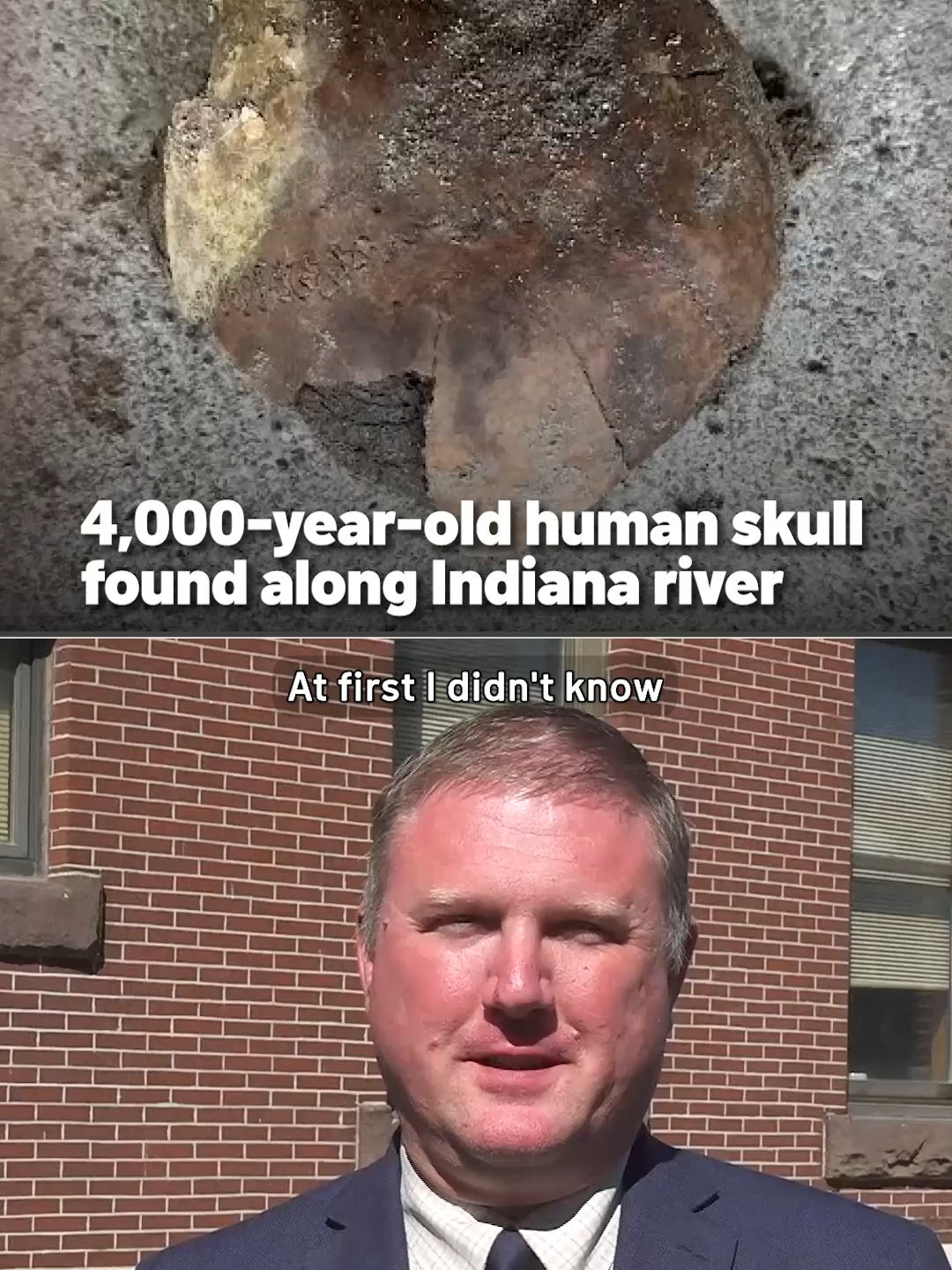 A man was walking the river banks along his Indiana property when he found a partial human skull. That skull has now been carbon-dated to be about 4,000 years old. Tap the 🔗 for the full story #indiana #remains #discovery #skull