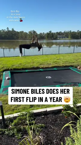 The GOAT got back in her flipping bad on the trampoline at her new house 👀  (Via @Simone Biles/IGS)  #simonebiles #gymnastics #womenssports 