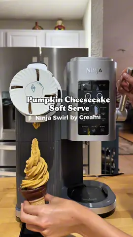 #NinjaPartner If your sweet tooth hits before bed, this one’s for you 🍁 Pumpkin cheesecake soft serve made in my @Ninja Kitchen Ninja Swirl by CREAMi— high protein, low sugar, and so satisfying 🤎 #HealthyDessert #ProteinDessert #NinjaSwirl #NinjaCREAMi 