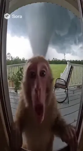 Poor monkey 🐵 #monkey #ai #fyp #sora #tornado