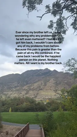If I could get my brother back, nothing else would matter. I would have no other problems. Because I’d know how it felt when he left. But he’ll never come back. This pain will be there for the rest of my life. #grief #griefjourney #siblingloss #griefandloss #grieftok 