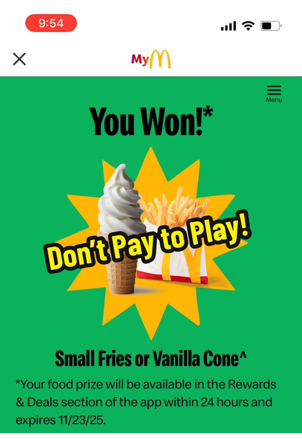 You do not have to make a purchase to get McDonald’s Monopoly entries on their app. #Sale #Deal #Mcdonalds #monopoly #cheapmeals