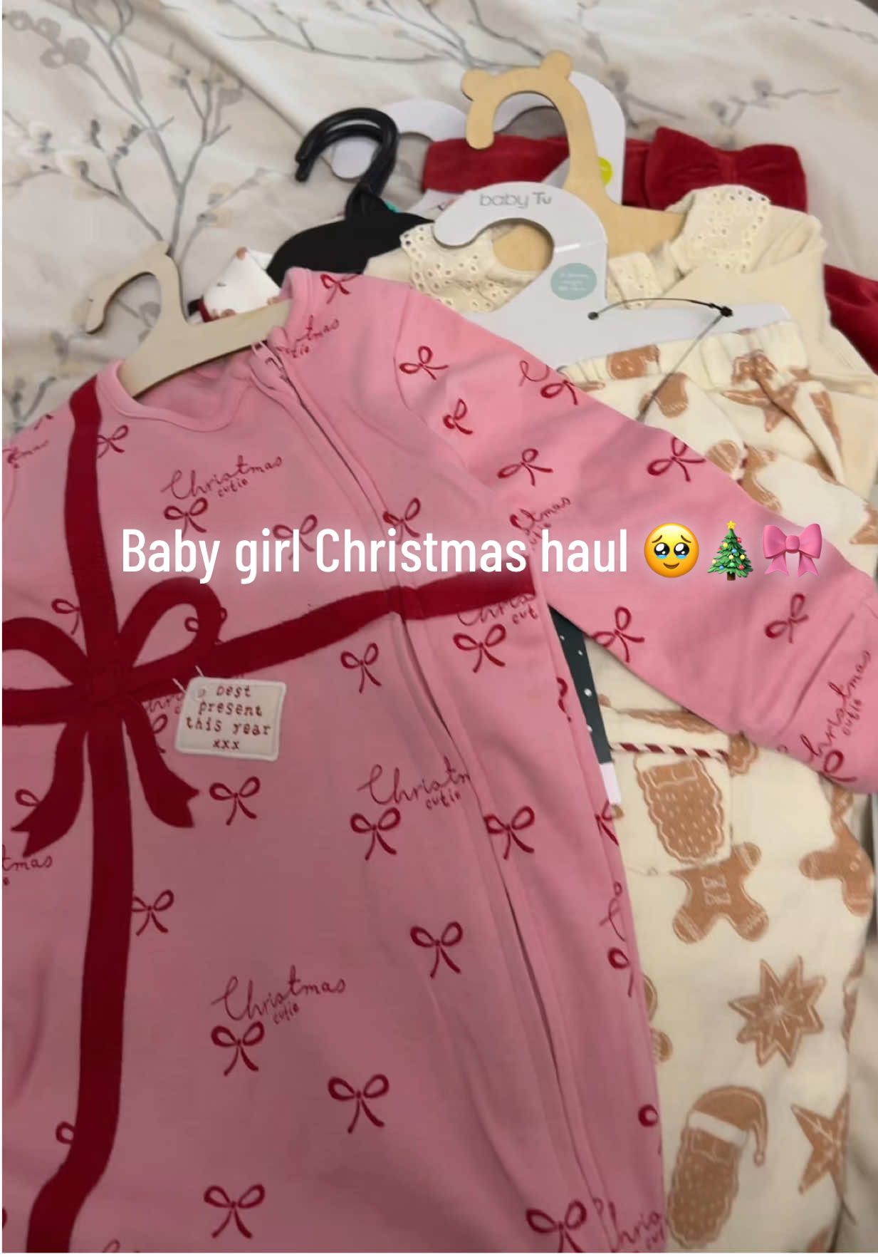Showing baby girl her Christmas haul because I have noone else to show 🥹 I’ve started early because I’m soooooo excited for my princesses first Christmas🎄 I’ve brought multiple outfits in multiple sizes just to make sure they will fit 😂 I think she approves and is just as excited as me. I’m thinking of doing 12 days/ outfits of Xmas, I’ve lost count of how many we have so far… think we just need a few more 😂😍 #babysfirstchristmas #christmashaul #fyp #babytiktok #christmastok 