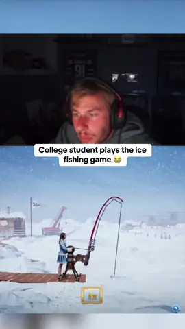 College student plays the ice fishing game 😭 #kickstreaming 