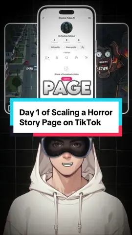 Day 1 of scaling a horror story page on TikTok 😱 #tiktokautomation #aitools #ai #contentcreator #makemoneyontiktok 
