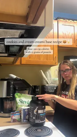 I’m a chocolate LOVER so this hits the stop everytime and has been my go to- here is are the exact ingredients and how I make it listed below INGREDIENTS -1 cup unsweetened almond milk -1 1/2 TBS sugar free chocolate jello mix -1/2 scoop cookies and cream protien powder (20 g) -1 TBS stevia - salt FREEZE FOR ATLEAST 12-24 HOURS HOW I MAKE IT IN CREAMY -Spin once on lite ice cream setting  -take out, scrape sides with knife then add a little more almond milk -put back in then hit “respin” -add toppings (I did Oreos and graham crackers) and then hit “mix in” You are now set with the most perfect creami ever #ninjacreami  #healthyrecipes  #cookiesandcream  #highprotien #fyp 