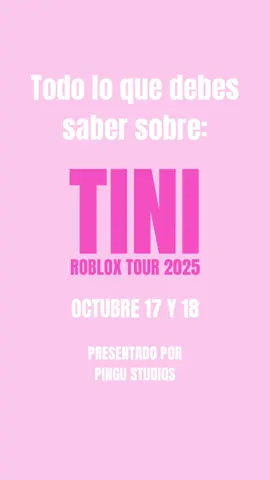 Todo lo que debes saber sobre: TINI ROBLOX TOUR 2025 presentado por Pingu Studios Los esperamos mañana y el sábado para el inicio de este bonito tour que esperamos pueda llegar a todos los fans de Tini <3 Esperamos que lo disfruten mucho, ya que hemos puesto todo nuestro esfuerzo en traerles un show de calidad. Esperamos que este sea el inicio de muchos shows más :D Cualquier duda mándenme mensaje privado. . . . . . #robloxconcert #tinitour #tini #tinienroblox #creatorsearchinsights 
