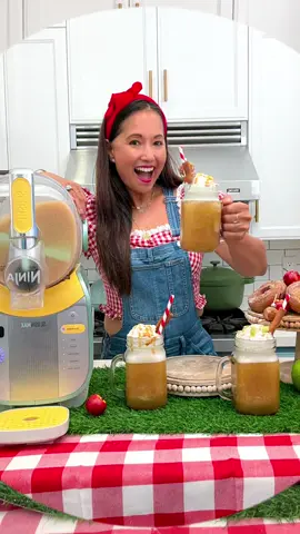 🍎✨ Cinnamon Apple Cider Slushi — My New Fall Obsession ✨🍩 #AD Just found my new fall obsession — the @Ninja Kitchen Slushi MAX! Obviously my first drink had to be a cinnamon apple cider slushie packed with cozy Fall vibes. Here’s how to make it: Pour spiced apple cider into the Ninja Slushi MAX (it senses your ingredients + auto-adjusts temp for perfect slush every time). Watch it work its magic — faster slushing with colder temps means drinks are ready quick, even for fun party cocktails. Top with whipped cream, a sprinkle of brown sugar, caramel drizzle, cinnamon sticks, dried apple slices, and mini donut holes (cutest garnish ever!). Add a red & white striped straw for extra cozy fall vibes. ✨ Why I’m obsessed: it’s big enough to make drinks for 12+ people so I can keep everyone refreshed and actually enjoy the party too. This drink is seriously fall in a cup and the Ninja Slushie MAX is my new favorite way to make holiday hosting easy — and adorable. #NinjaSlushiMAX #FallInACup #FallObsessed #CozyDrinks