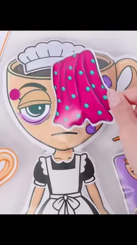Beautiful makeup for lucky coffee girl #paper #asmr #papercraft #paperdiy #drawing 