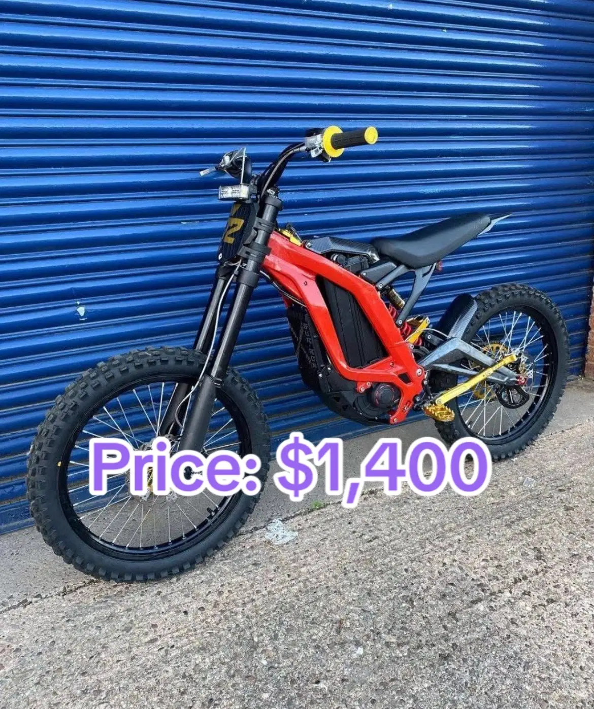 💰 Price: $1,400   🔋 60V Battery | Long Range   🏁 Top Speed: 50+ MPH   🛠️ Custom Red Frame, Gold Accents, Pro Suspension   🚴‍♂️ Perfect for off-road & street fun   📦 Includes charger & 2 keys   🚚 Nationwide Delivery Available 🇺🇸   #SurronForSale #CustomSurron #ElectricDirtBike #EVBike #FY