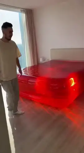 He Jumps on a Bed Made of Jelly You Won’t Believe This! 🍓🤯 #jellybed #fyp #foryou #trendtiktok #foryoupage 