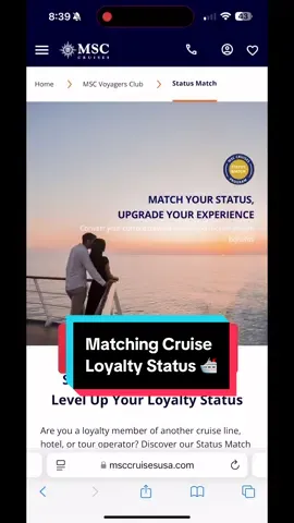 Did you know you can match your cruise loyalty status with other cruise lines? #cruise #carnival #msc #virginvoyages #cruisetok