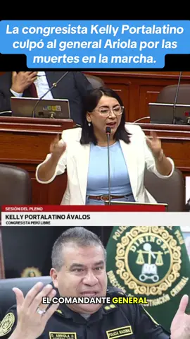 La congresista Kelly Portalatino responsabilizó directamente al general Ariola por las muertes y heridos registrados durante la marcha nacional, denunciando que bajo su mando se ejerció una represión brutal, inhumana y desproporcionada contra manifestantes pacíficos. Además, lo calificó como un terruqueador sistemático, acusándolo de haber utilizado el miedo y la estigmatización como herramientas para silenciar la protesta social. Portalatino también señaló que Ariola hizo todo lo posible para ascender y convertirse en general, priorizando sus intereses personales y ambiciones de poder por encima del respeto a los derechos humanos. #loultimo #peru🇵🇪 #noticias #marcha #josejeri 