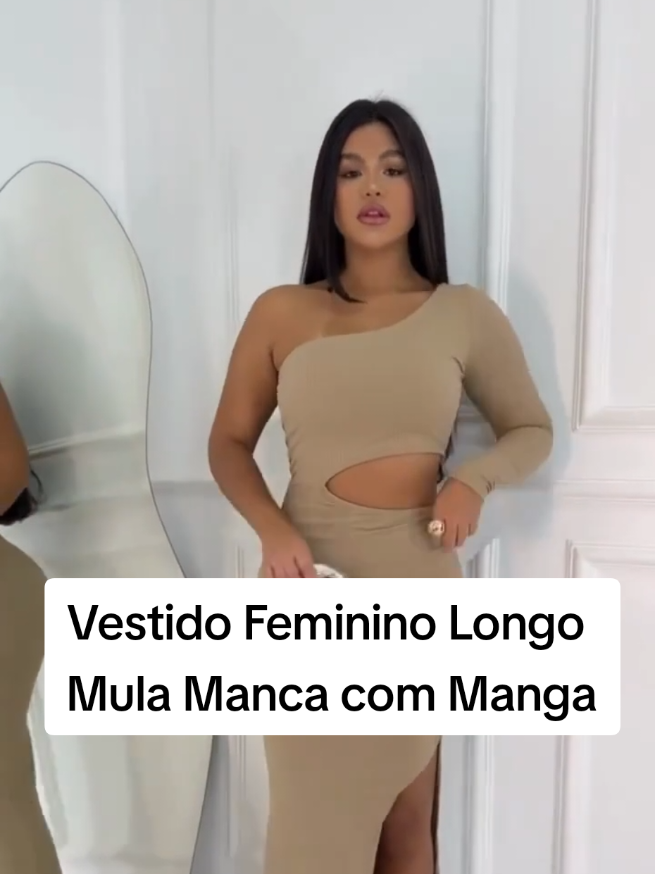 Vestido Feminino Longo Mula Manca com Manga Única Conforto e Estilo 
