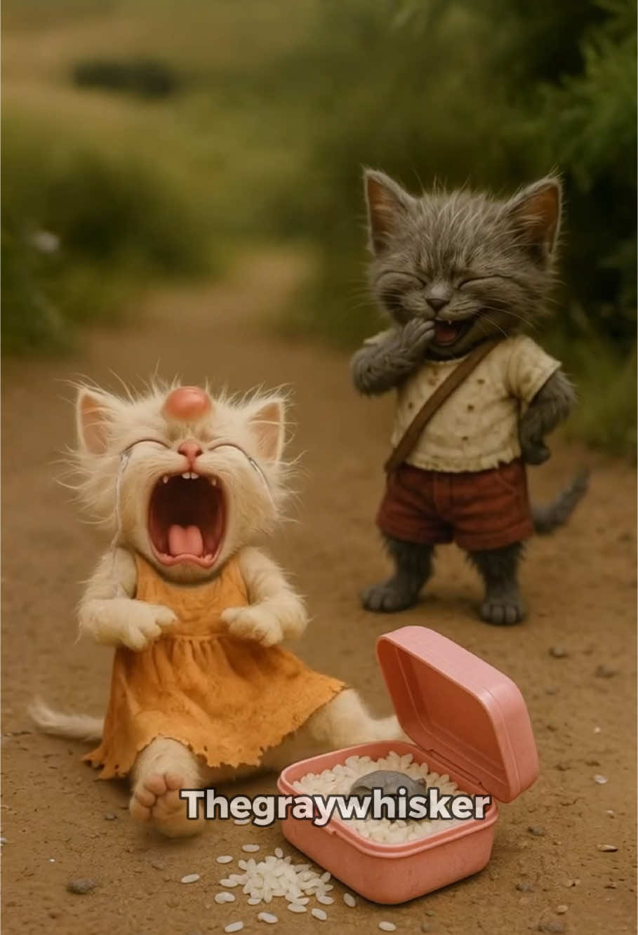 The older cat teased the younger cat with a fake mouse.#poorcat #foryoupage #cat #viral #animation #ai #kitten #foryou #trending #catshorts 