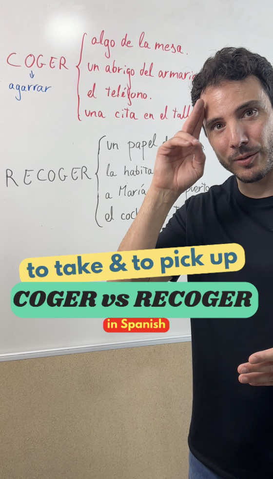 COGER or RECOGER? 🤔 What's the difference? These two verbs in Spanish are super common and in this video I explain how to use them properly in your daily conversations 👍 Any question? Leave a comment 📝 #spanishforbeginners #spanishverbs #spanishvocabulary #spanishclass #spanishwithton 