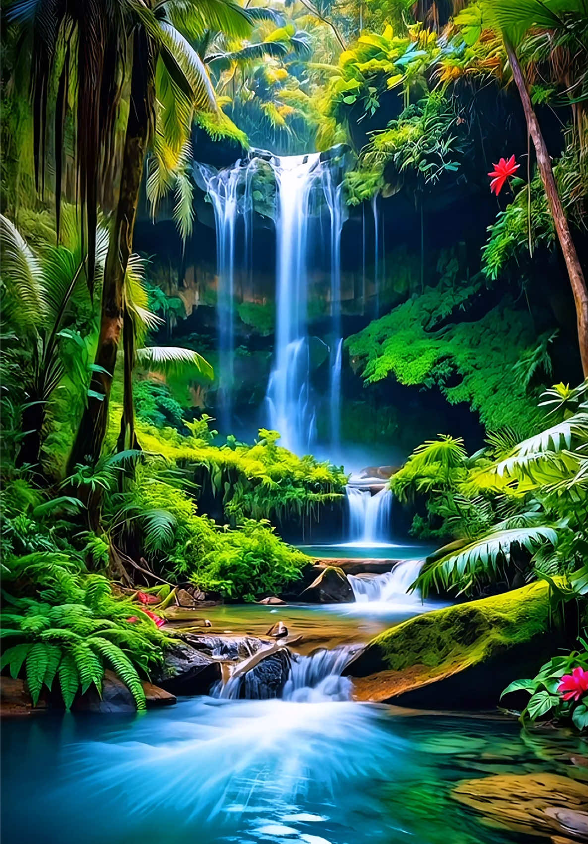 Live 4K Wallpaper | Emerald Lagoon Waterfalls Escape 🌊🌟🎋🌴 • ✨Immerse yourself in a hidden tropical sanctuary where emerald lagoons meet cascading waterfalls. A cinematic masterpiece of nature’s design, this 4K live wallpaper and HD wallpaper 2025 captures the lush tropical aesthetic — vivid palms, mossy cliffs, and crystal lagoons glowing in turquoise gold. Each drop of water unveils a hidden paradise, a waterfall sanctuary that turns your screen into a living nature aesthetic wallpaper of serenity and wonder. 🌴💧✨ #wallpapers #livewallpapers #relaxingvideos #waterfalls #woods 